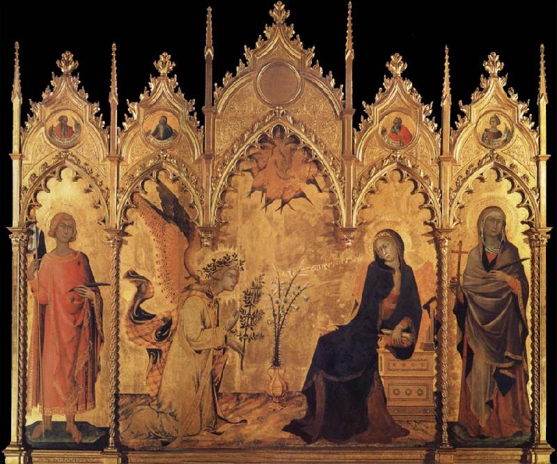 Simone Martini La Anunciacion,Con los Santos Ansano y Margarina y Cuatro profesar Sweden oil painting art